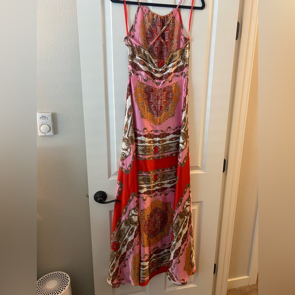 Aakaa Pink and Red Patterned Maxi Dress NWOT - Picture 4 of 6